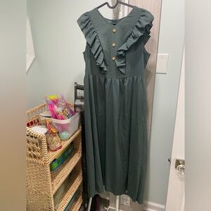 Green Ruffled Women’s Dress